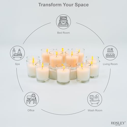 Hosley 144 Pack White Unscented Votive Candles, Clear Glass, Hand-Poured Wax, Bulk Wedding & Party Candles for Gifts, Tables, Aromatherapy & Holidays Party Weddings Birthdays (White) - color: White, size: 144 Pack