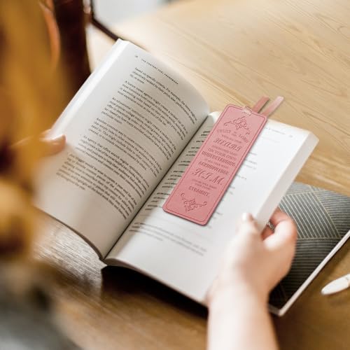 FINPAC Leather Bible Bookmarks, Bible Verse Book Markers - color: Pink