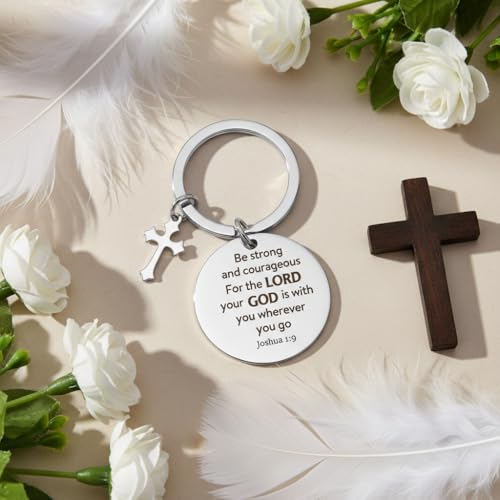 Bible Verse Keychain Christian Gifts Spiritual for Men Women Religious Catholic Gifts Faith Based Keychain Joshua 1 9 Inspirational Gift Christmas Birthday Valentines Day Fathers Day Gift Key Ring