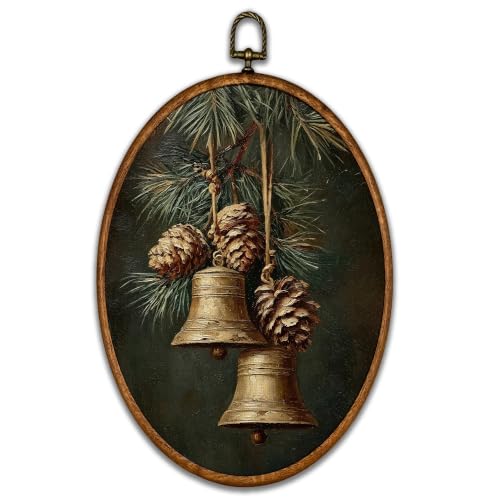 BCUANGD Vintage Christmas Bell Oval Wall Art Decor 8.6"x11.4" - color: Christmas-24