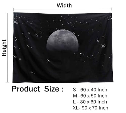 TUGCAY Moon Tapestry Black Tapestry Starry Night Sky Stars Tapestries Wall Hanging for Bedroom College Dorm Living Room Aesthetic Decoration(90x70 Inch) - size: 90"L x 70"W