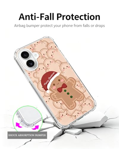 Merry Christmas Gingerbread Phone Case Compatible with iPhone 17, Cute Brown Winter Phone Cover for iPhone 17 - color: Merry Gingerbread