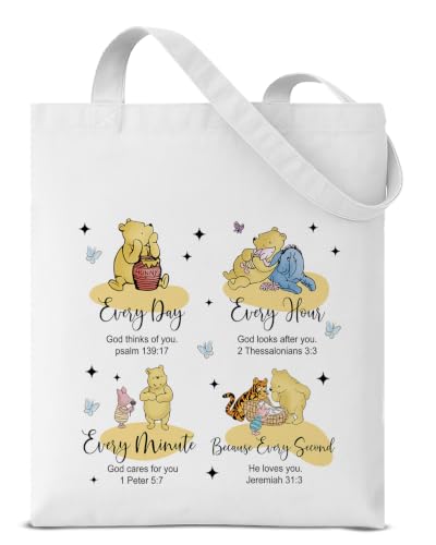 Cute Pooh Bear Aesthetic Reusable Tote Bag, Funny Gifts for Women Friends - color: Every