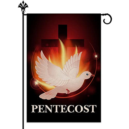 Pentecost Garden Flag Come Holy Spirit Christian Dove Jute Farmhouse Home Front Yard Sign Outdoor Decoration
