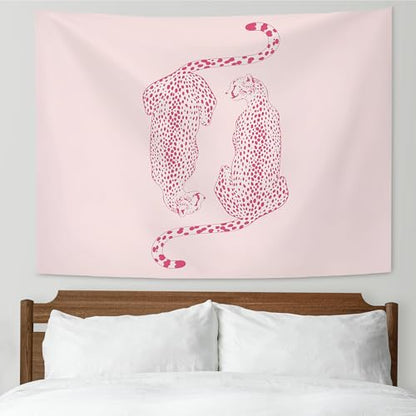 KAIOUS Y2k Leopard Print Wall Hanging Tapestry, 50x58, Pink - color: Pink Leopard, size: 58"L x 50"W