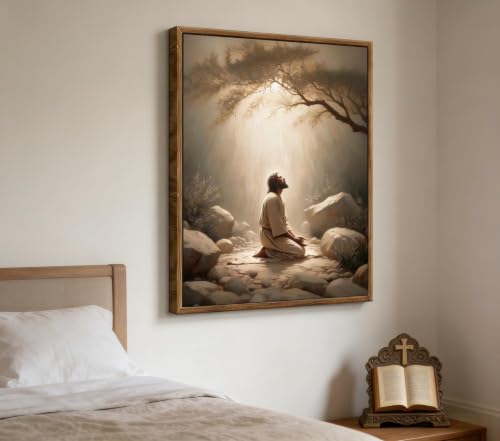 Framed Jesus Prayers Canvas Wall Art, God Divine Mercy Painting, 24x36in - color: Framed Jesus Prayers, size: 24x36in