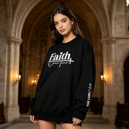 UNIQUEONE Christian Sweatshirt Women Faith Shirts: Jesus Sweatshirt Christian Religious Crewneck Long Sleeve Pullover Tops - color: Black-10, size: XX-Large