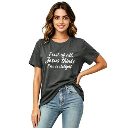 Christian Shirts for Women Religious Bible Verse Faith Tee - color: Darkgrey3, size: Small