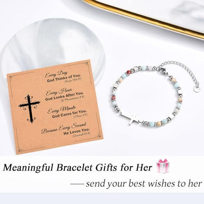 Christian Gifts for Women Girls, Religious Cross Bracelet - color: Every day God thinks of you