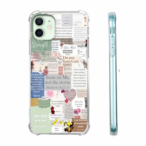 Christian Quotes Aesthetic Vintage Jesus Bible Verse Collage Pattern,Soft TPU Bumper Case for iPhone 12/12 Pro,#2 - color: Bible 2, size: iPhone 12/12 Pro