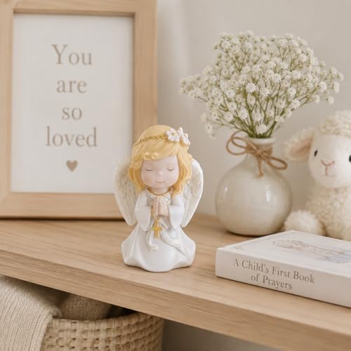 Comfy Hour 5 Inch First Communion Praying Angel Figurine, Rosary Decor