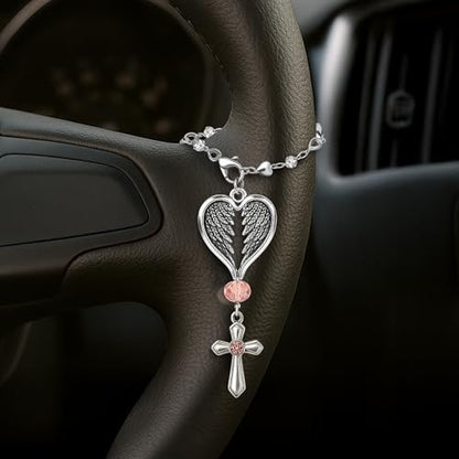 Christian Gifts for Men, Daily Bible Verse Cross for Car Mirror Hanging - color: Angel's Protection
