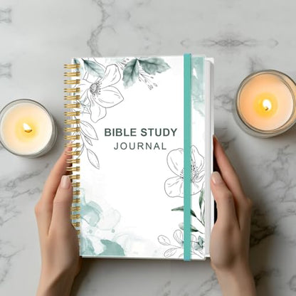 Heveboik Bible Study Journal – Church Notes Notebooks – Note Taking & Journaling Kit, 5.8" x 8.5", Teal Floral - color: Teal-Floral