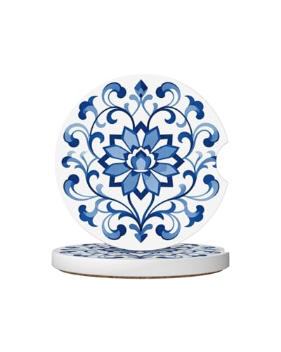 Ceramic Car Cup Coasters 2PCS - Porcelain - color: Porcelain