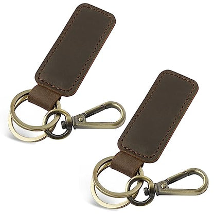 Jack&Chris Genuine Leather Car Keychain, Universal Key Fob Keychain, Leather Key Chain Holder for Men and Women, JC306 - color: Coffee*2