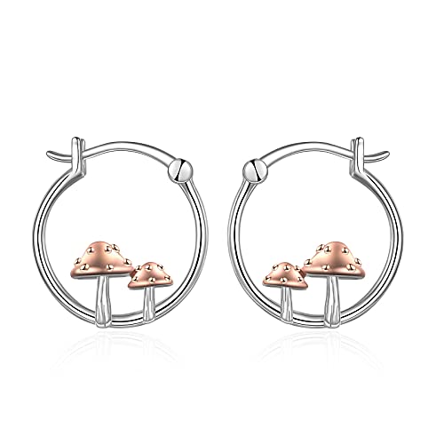 Fox/Pig/Mushroom/Cat Earrings Sterling Silver Cute Hoop Earrings Animal Jewelry Gifts for Women Daughter - style: Mushroom