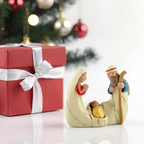 Holy Family Statue Catholic, Small Resin Nativity Figurine, 2.56 Inch