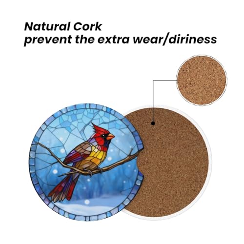 Redbird 2 Pack Car Cup Holder Coasters Ceramic Drink Coasters - color: Green