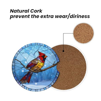 Redbird 2 Pack Car Cup Holder Coasters Ceramic Drink Coasters - color: Green