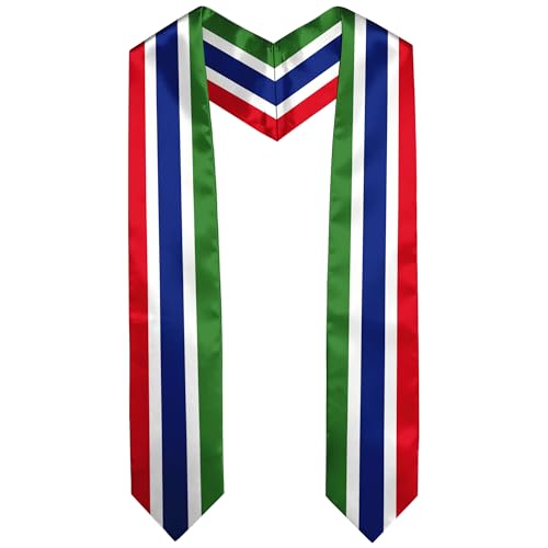 Graduation Satin Sash Scarf 72" Stole - color: Gambia Flag