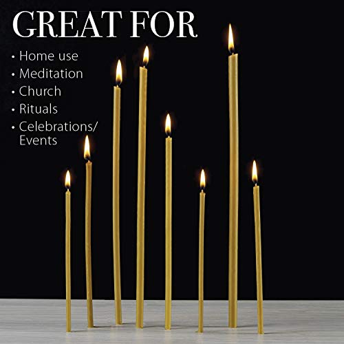 Danilovo Pure Beeswax Candles - Honey-Scented, Decorative Thin Taper Candles - Ideal for Birthday Decoration or Church Prayers - Drip Free, Tall & Smokeless Pack of 50 pcs, 6.5 x 0.22 inch - size: 6.5 in