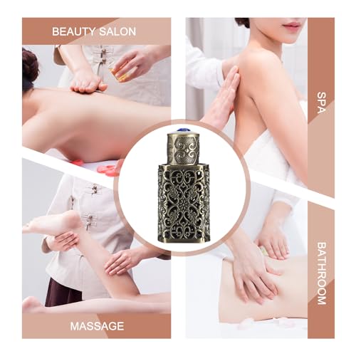 Beavorty 3Ml Hollow Engraved Metal Perfume Oil Bottle Refillable Atomizer Spray Bottle for Travel and Essential Oil Storage - color: Green