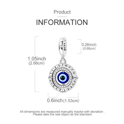 LUXILLA 925 Sterling Silver Charm Golden Family Tree Sparkling Cross Cute Dragon Charms Fits Bracelets Necklace Pendant Bead Jewelry Gift for Women Family Friends - color: Blue Evil Eye Charms