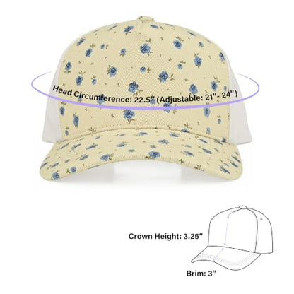C.C Women's Criss-Cross Ponytail Trucker Hat - Snapback, One Size - color: Ditsy Flower-beige