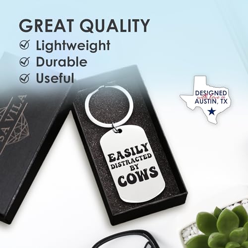 Rosa Vila Keychains For Women & Men, Gifts For Mom, Bonus Mom, Aunt, Sister, Dad, Grandma, Nurse, Teens, Coach, Teacher Pilot - style: Funny Cow Keychain