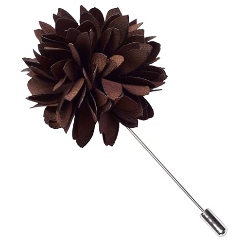 Branduce 3.15"（8cm） Mens Tie and Lapel Pin Solid Necktie Handkerchief Tie Clip Set for Men - color: Brown