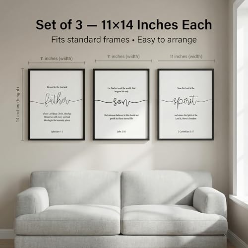 Christian Wall Art Set of 3 Minimalist Bible Verse Posters, 11x14 Unframed