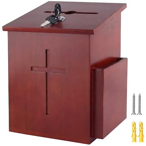 Sliner Prayer Request Box Wood Church Offering Box, Dark Mahogany - color: Dark Mahogany