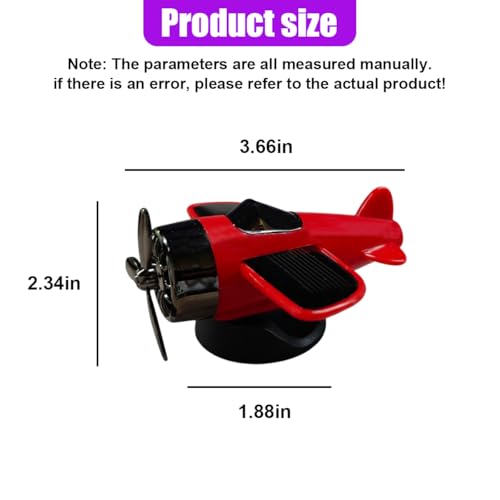 Craedli Solar Powered Rotating Airplane Car Dashboard Ornament, Fun Aircraft Car Center Console Decoration for Adds Driving Fun, Cool Quiet-Rotation Vehicle Interior Accessory for Office Home (Red) - color: Red