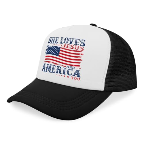 She Loves Jesus and America Too Hats for Womens Soft Washed Distressed Baseball - color: She Loves Jesus and America Tooallblack2