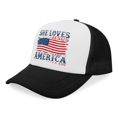She Loves Jesus and America Too Hats for Womens Soft Washed Distressed Baseball - color: She Loves Jesus and America Tooallblack2