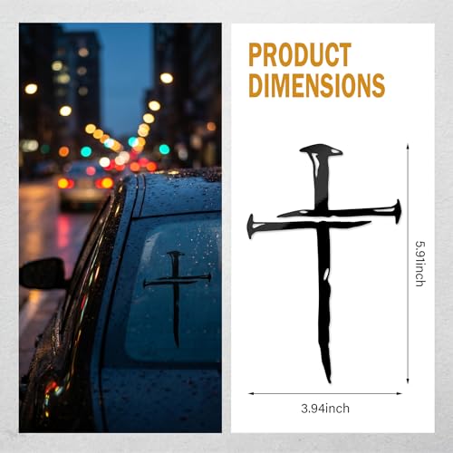 Cross of Nails Sticker, 4" x 6" Vinyl Waterproof Automotive Window Decal, Jesus Christ Bumper Stickers, Universial Indoor & Outdoor Decor for Cars Trucks Vans Walls Laptop (Black) - color: Black