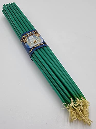TALISMAN4U 33 Beeswax Taper Candles 11 inch Jerusalem Church Candles - color: Green