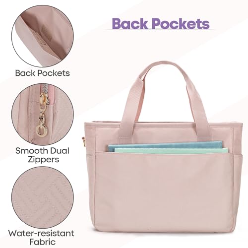 Teamoy Large Bible Bag for Women, Bible Tote Bag Book Cover Case, Pink - color: Pink