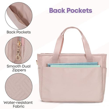 Teamoy Large Bible Bag for Women, Bible Tote Bag Book Cover Case, Pink - color: Pink