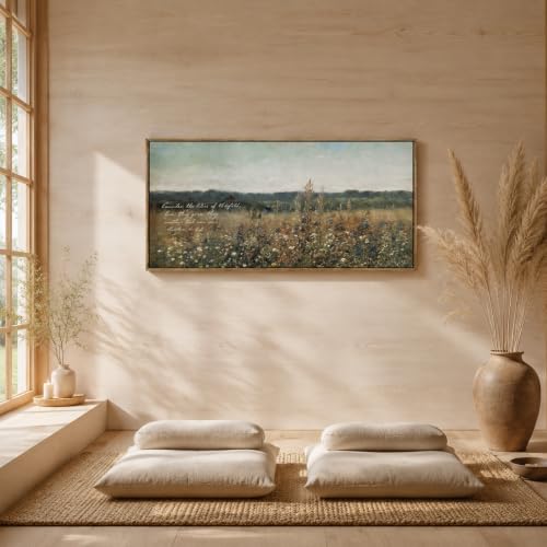 Extra Large Framed Rustic Wildflower Wall Art,Christian Bible Verse Art - color: Wildflower Bible Verse, size: 16"L x32"W