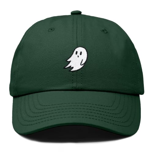 DALIX Ghost Embroidered Mens Womens Cotton Dad Hat Baseball Cap Adjustable - color: Dark Green