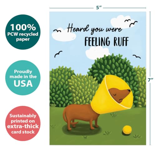 Tree-Free Greetings - Funny Dog Get Well Card - Feeling Ruff - color: Feeling Ruff
