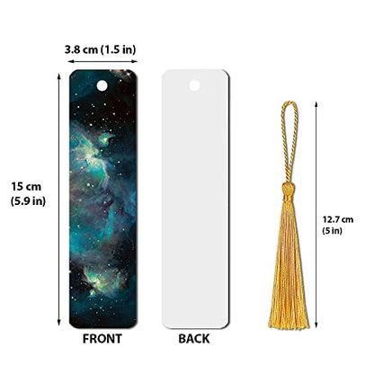 WIRESTER Set of 2 Metal Bookmarks with Light Gold Tassel for Students, Reader, Teachers, Book Lovers - Blue Sky Galaxy Nebula, Purple Nebula Galaxy - color: Blue Sky Galaxy Nebula, Purple Nebula Galaxy