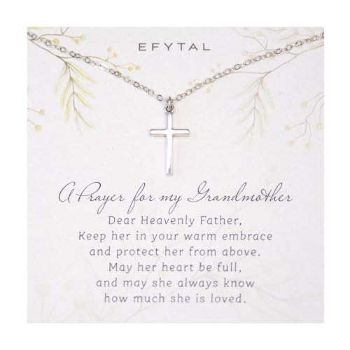 EFYTAL Confirmation Gifts for Teen, 925 Sterling Silver Cross Necklace for Women, Religious Gifts for Women - style: Prayer for Grandmother