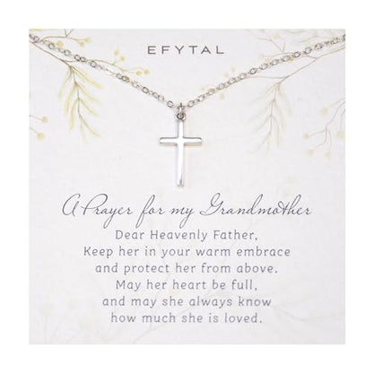 EFYTAL Confirmation Gifts for Teen, 925 Sterling Silver Cross Necklace for Women, Religious Gifts for Women - style: Prayer for Grandmother