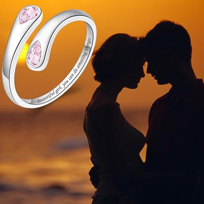 Jinlou Thumb Rings for Women - 925 Sterling Silver Birthstone Open Teardrop Encouragement Adjustable Ring Women Gifts for Teens Mom Birthday Mother's Day St Patricks Day - color: October, style: Beautiful you can do amazing things