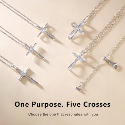 KRKC&CO Moissanite Cross Necklace for Women: D Color VVS1 0,09-0,3ct - color: Silver B
