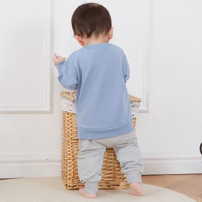Kupretty Baby Boy Clothes Dad's Little Dude Sweatshirt Pants Set - color: Grey, size: 3-6 Months