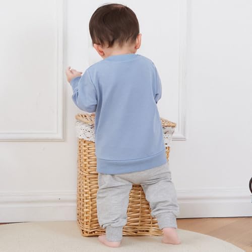 Kupretty Baby Boy Clothes Dad's Little Dude Sweatshirt Pants Set - color: Grey, size: 2-3T