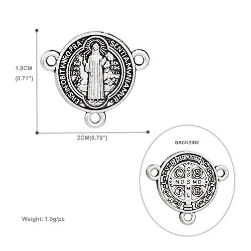 COTTVOTT St Benedict,Our Lady of Guadalupe Medal for DIY Jewelry Making,Virgin Mary Christ Jesus Rosary Center Connection Part - color: 30pcs-Round St. Benedict Medal